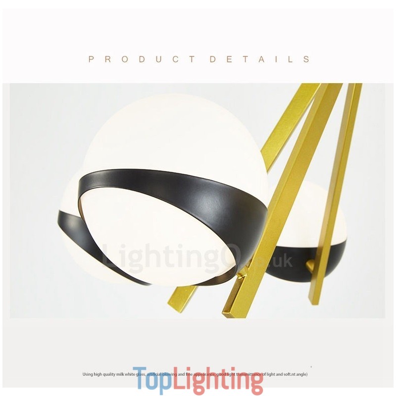6 Light Modern Contemporary Nordic style Ceiling Lights Chandelier with Black and White Ball Glass Shade