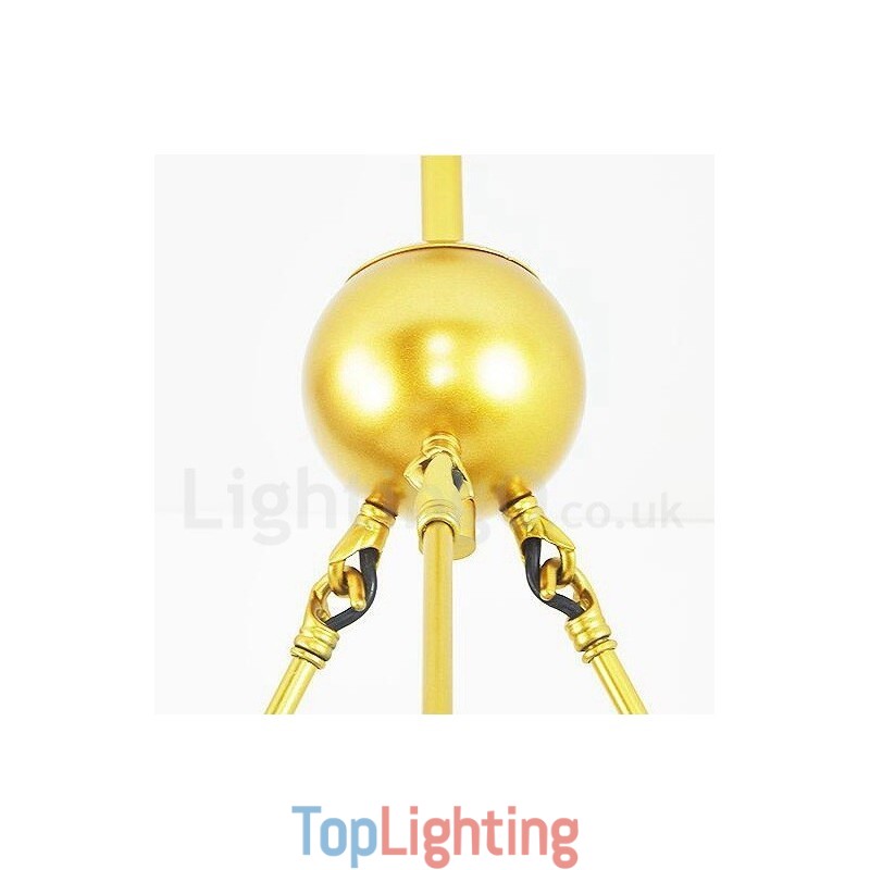 9 Light Modern Contemporary Nordic style Ceiling Lights Copper Plating Chandelier with Gold and White Ball Glass Shade