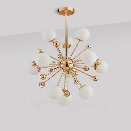 11 Light Modern Contemporary Ceiling Lights Copper Plating Chandelier with White Ball Glass Shade 11 Light Modern Contemporary Ceiling Lights Copper Plating Chandelier with White Ball Glass Shade