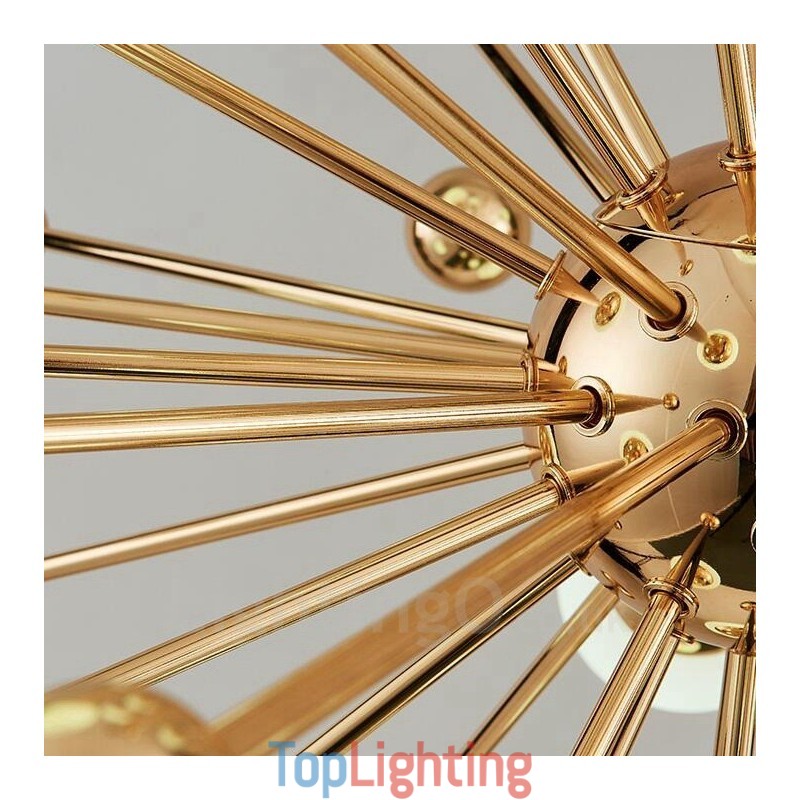 12 Light Modern Contemporary Ceiling Lights Copper Plating Chandelier with White Ball Glass Shade