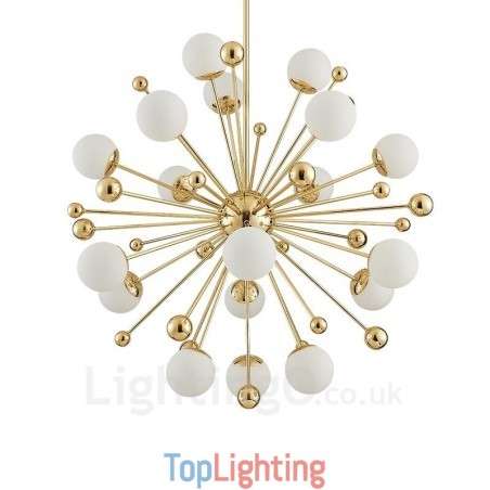 18 Light Modern Contemporary Ceiling Lights Copper Plating Chandelier with White Ball Glass Shade 18 Light Modern Contemporary Ceiling Lights Copper Plating Chandelier with White Ball Glass Shade