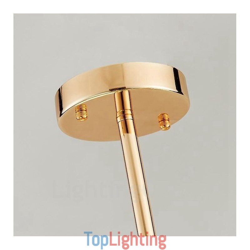 18 Light Modern Contemporary Ceiling Lights Copper Plating Chandelier with White Ball Glass Shade
