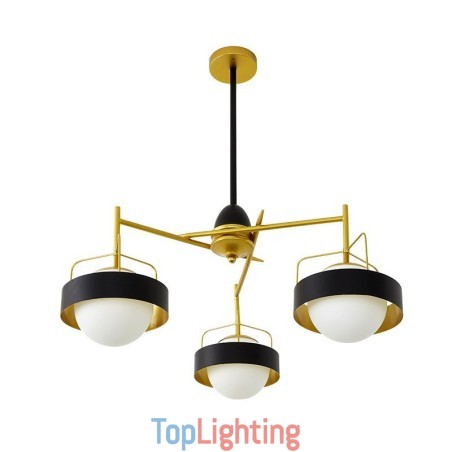 3 Light Modern Contemporary Ceiling Lights Copper Plating Chandelier with White & Black Ball Glass Shade 3 Light Modern Contemporary Ceiling Lights Copper Plating Chandelier with White & Black Ball Glass Shade