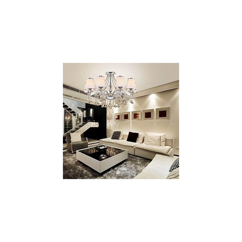 Modern Contemporary Crystal Chrome Metal Chandelier