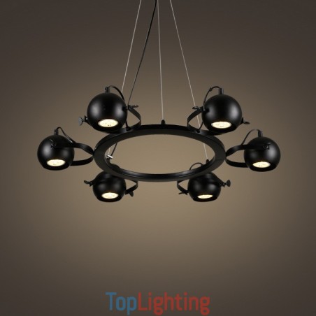 6 Light Retro Vintage Black Iron Pendant Light with Black Iron Ball Shades 6 Light Retro Vintage Black Iron Pendant Light with Black Iron Ball Shades