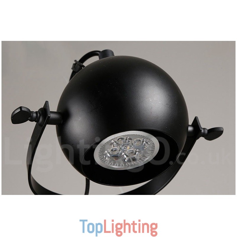 6 Light Retro Vintage Black Iron Pendant Light with Black Iron Ball Shades