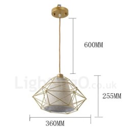 1 Light Retro Vintage Black Iron Pendant Light with Fabric Shades
