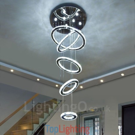 Dimmable Wi Fi Smart Three Light Source Colours 5 Rings Modern Crystal Ceiling Pendant Light Indoor Chandelier Dimmable Wi Fi Smart Three Light Source Colours 5 Rings Modern Crystal Ceiling Pendant Light Indoor Chandelier