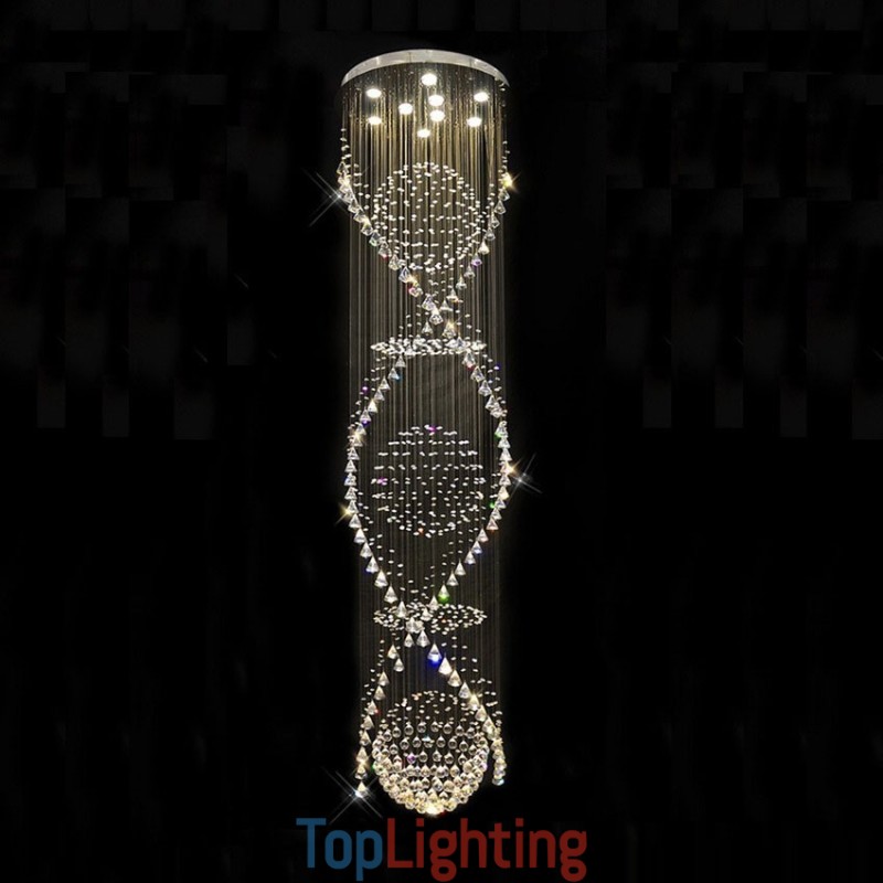 Extra Length 5 Meter Modern Crystal Ceiling Pendant Light Indoor Chandelier Lighting Lamps Fixtures