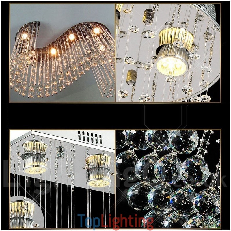 6 Lights Modern Crystal Ceiling Pendant Light Indoor Chandelier Lighting Lamps Fixtures