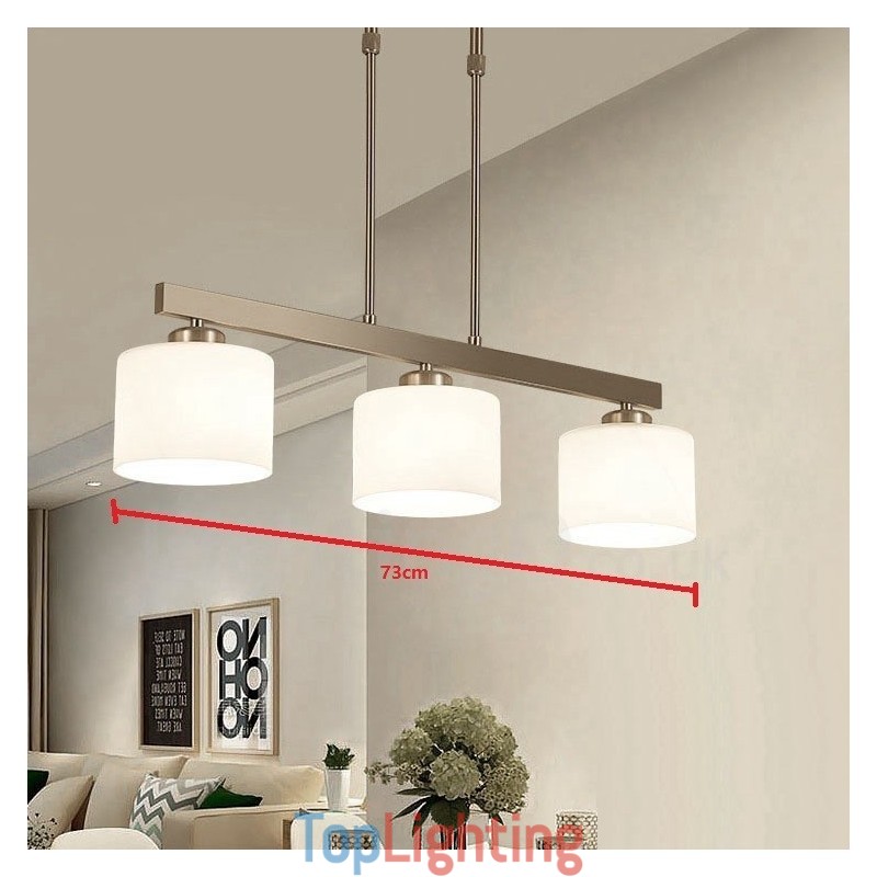 3 Lights Modern Chrome Pendant Light Indoor Chandelier Home Hanging Lighting Lamps Fixtures with Glass Shades