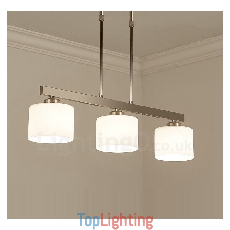 3 Lights Modern Chrome Pendant Light Indoor Chandelier Home Hanging Lighting Lamps Fixtures with Glass Shades