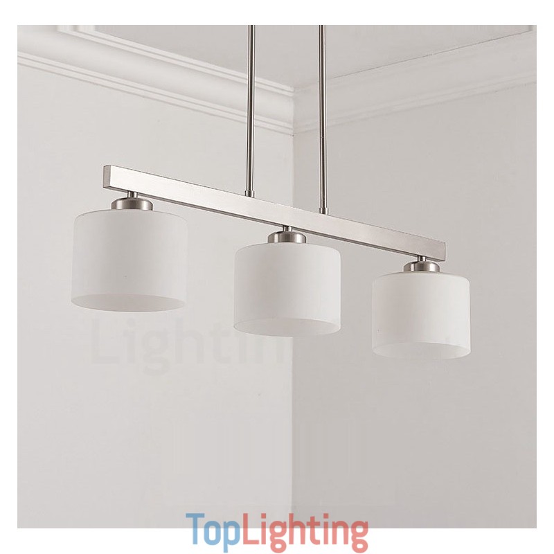 3 Lights Modern Chrome Pendant Light Indoor Chandelier Home Hanging Lighting Lamps Fixtures with Glass Shades