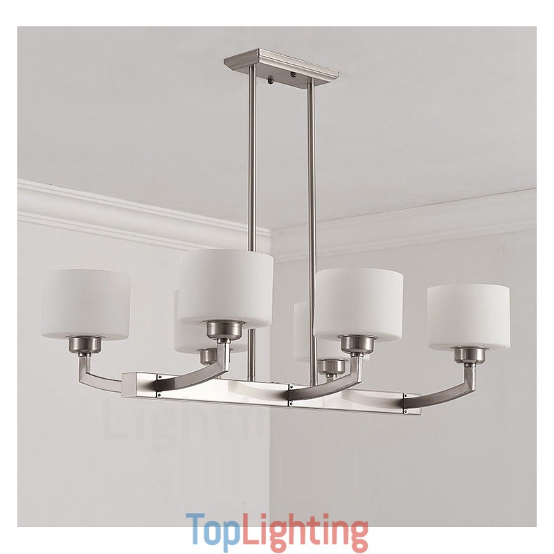 6 Lights Modern Chrome Pendant Light Indoor Chandelier Home Hanging Lighting Lamps Fixtures with Glass Shades