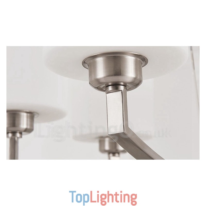 6 Lights Modern Chrome Pendant Light Indoor Chandelier Home Hanging Lighting Lamps Fixtures with Glass Shades