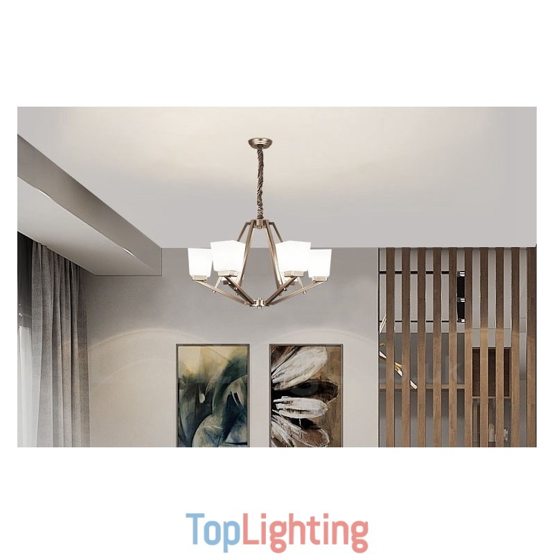 6 Lights Chrome Pendant Light Indoor Modern Chandelier Home Hanging Lighting Lamps Fixtures with Glass Shades
