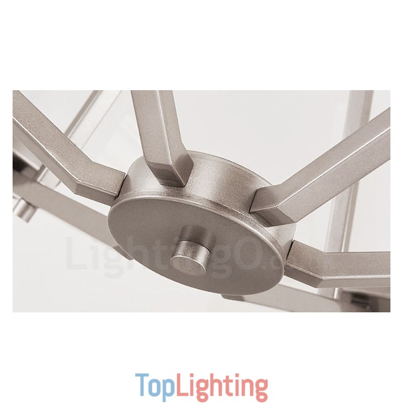 6 Lights Chrome Pendant Light Indoor Modern Chandelier Home Hanging Lighting Lamps Fixtures with Glass Shades