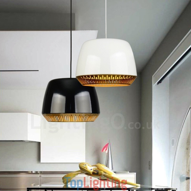 1 Light Modern Contemporary Pendant Light with Black White Red Blue Shade