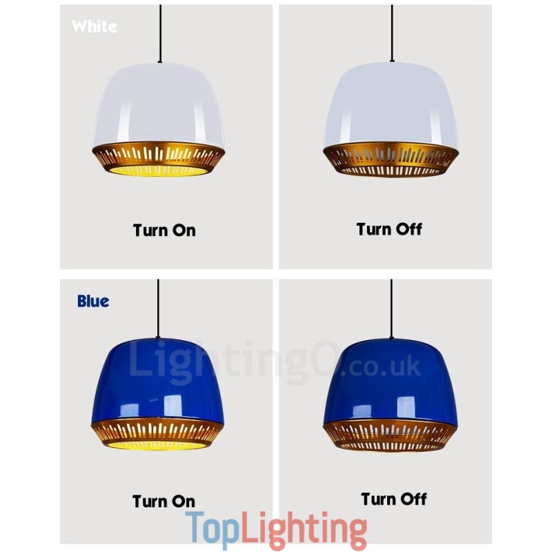 1 Light Modern Contemporary Pendant Light with Black White Red Blue Shade