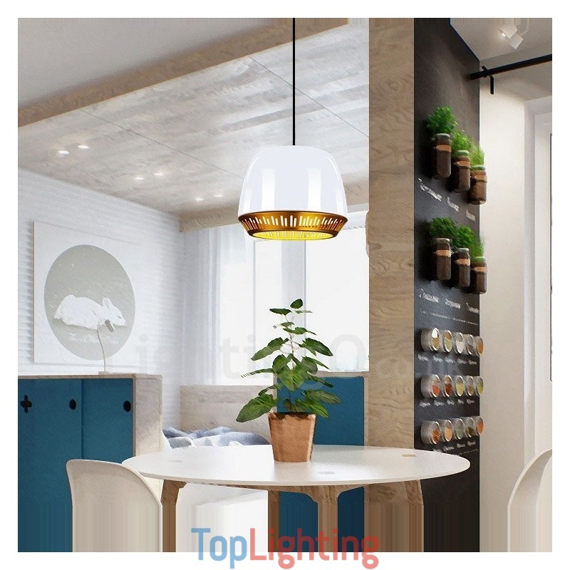 1 Light Modern Contemporary Pendant Light with Black White Red Blue Shade