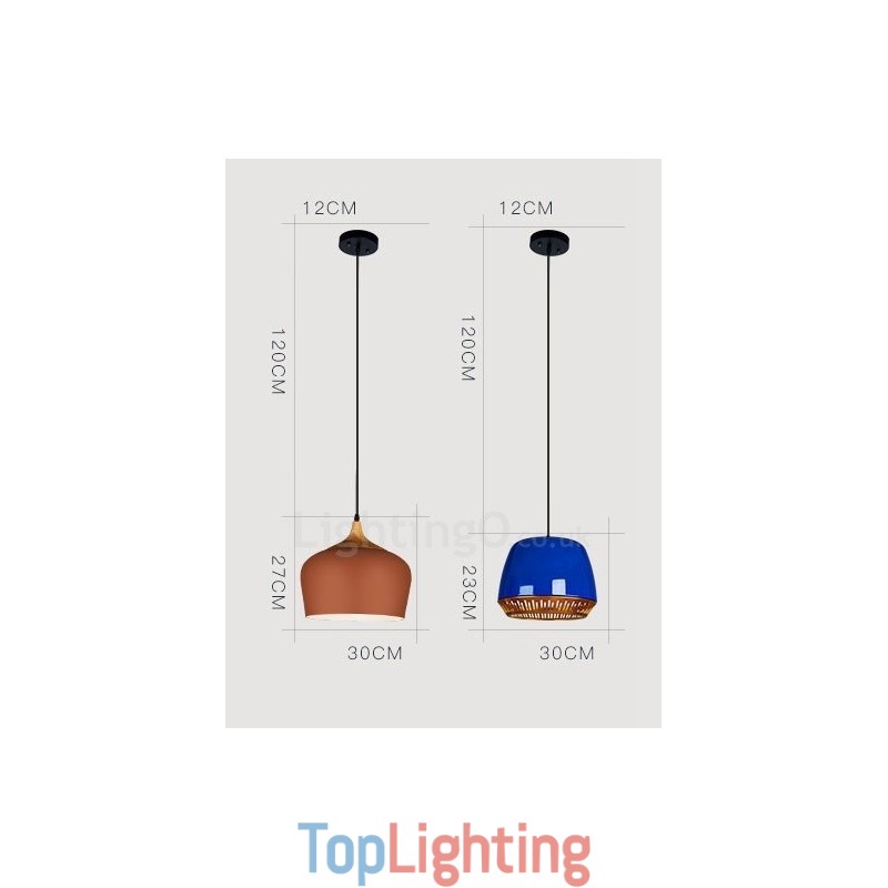 1 Light Modern Contemporary Pendant Light with Black White Red Blue Shade