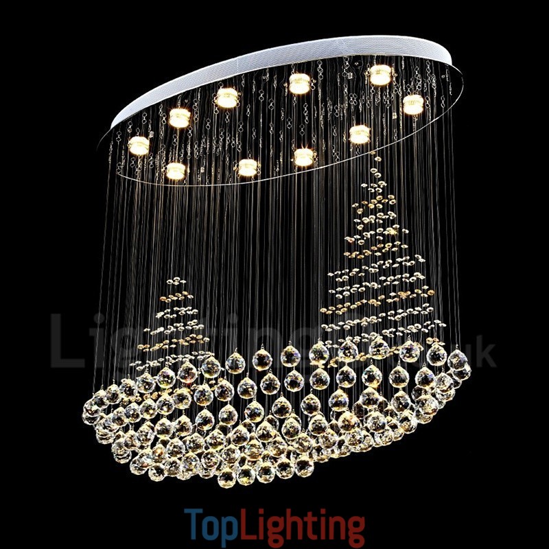 10 Lights Modern K9 Crystal Ceiling Pendant Light Indoor Chandelier Lighting Lamps Fixtures