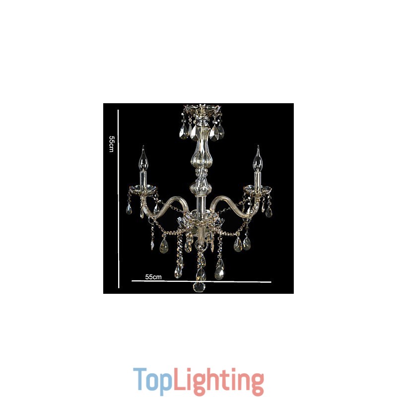 3 Lights Luxury Crystal Chandelier Cognac Color K9 Crystal Chandelier