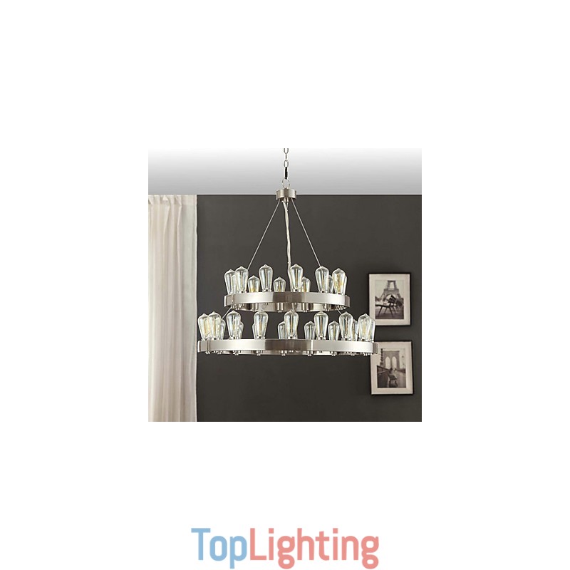 Vintage Mini Style Chrome Metal Chandelier