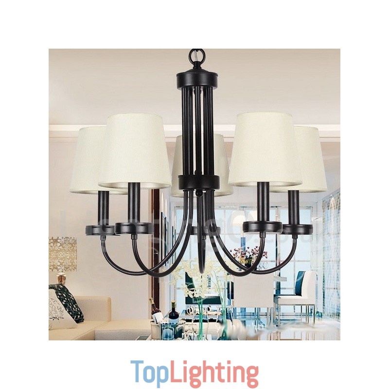 5 Light Retro Contemporary Black Candle Style Chandelier