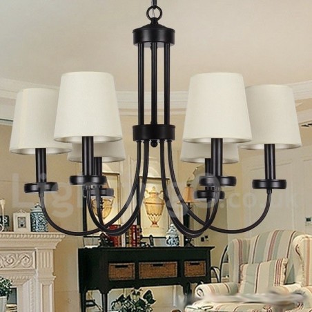 6 Light Retro Contemporary Black Candle Style Chandelier 6 Light Retro Contemporary Black Candle Style Chandelier