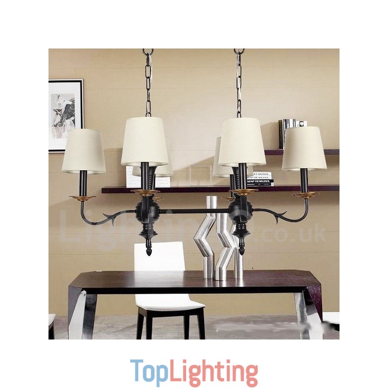 6 Light Rustic Retro Black Candle Style Chandelier
