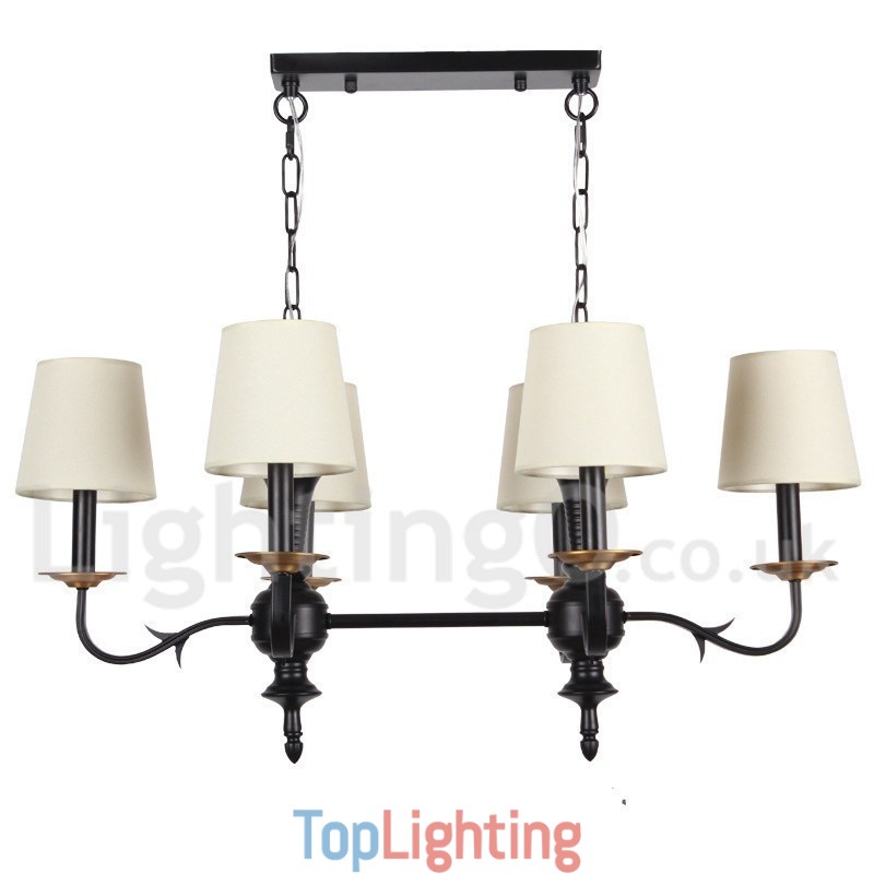 6 Light Rustic Retro Black Candle Style Chandelier