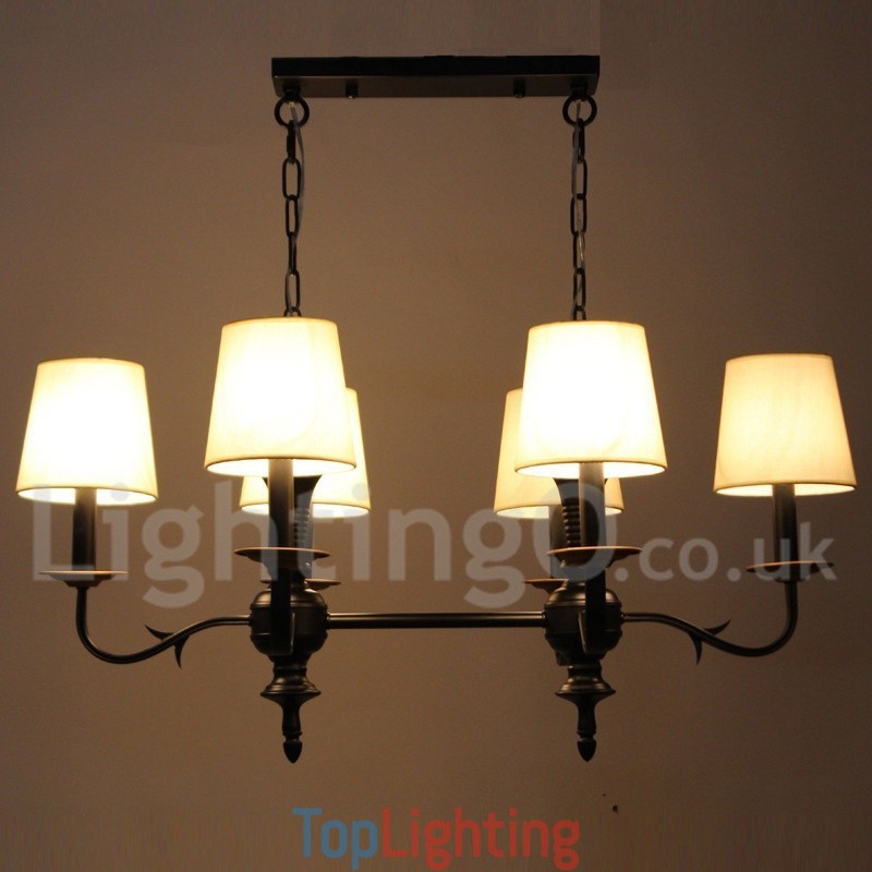 6 Light Rustic Retro Black Candle Style Chandelier