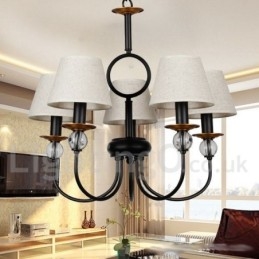 5 Light Rustic Retro Black Mediterranean Style Contemporary Candle Style Chandelier