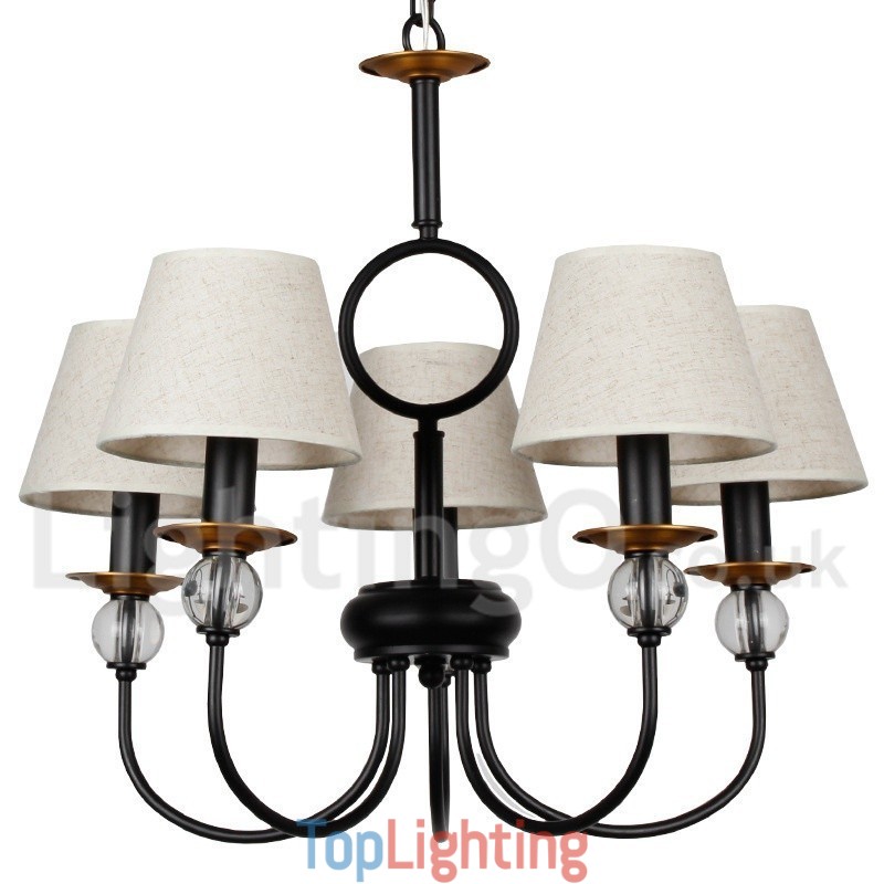 5 Light Rustic Retro Black Mediterranean Style Contemporary Candle Style Chandelier