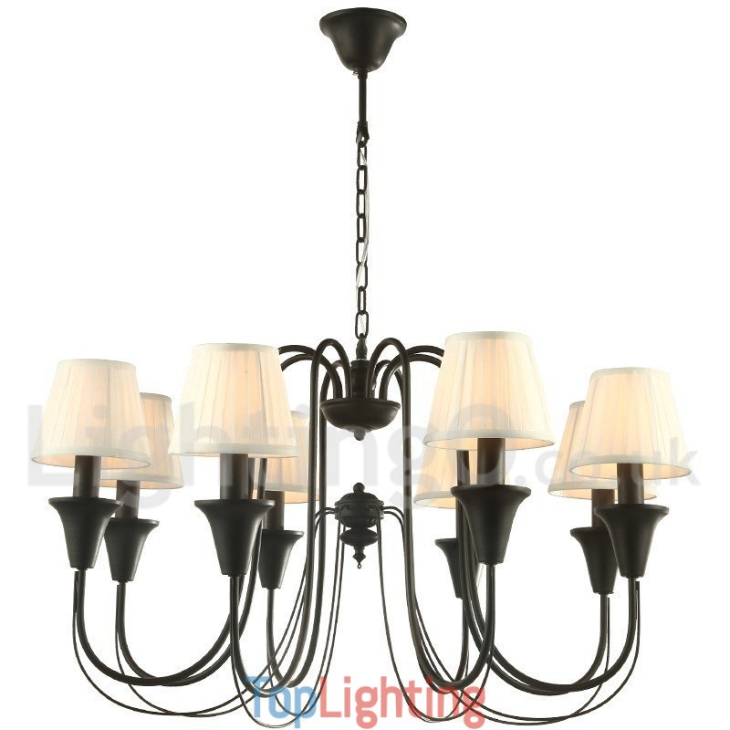 8 Light Black Retro Candle Style Chandelier