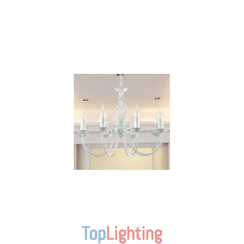 8 Light Contemporary Retro White Candle Style Chandelier