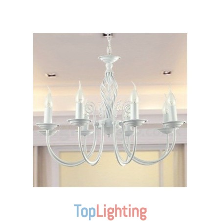 8 Light Contemporary Retro White Candle Style Chandelier 8 Light Contemporary Retro White Candle Style Chandelier