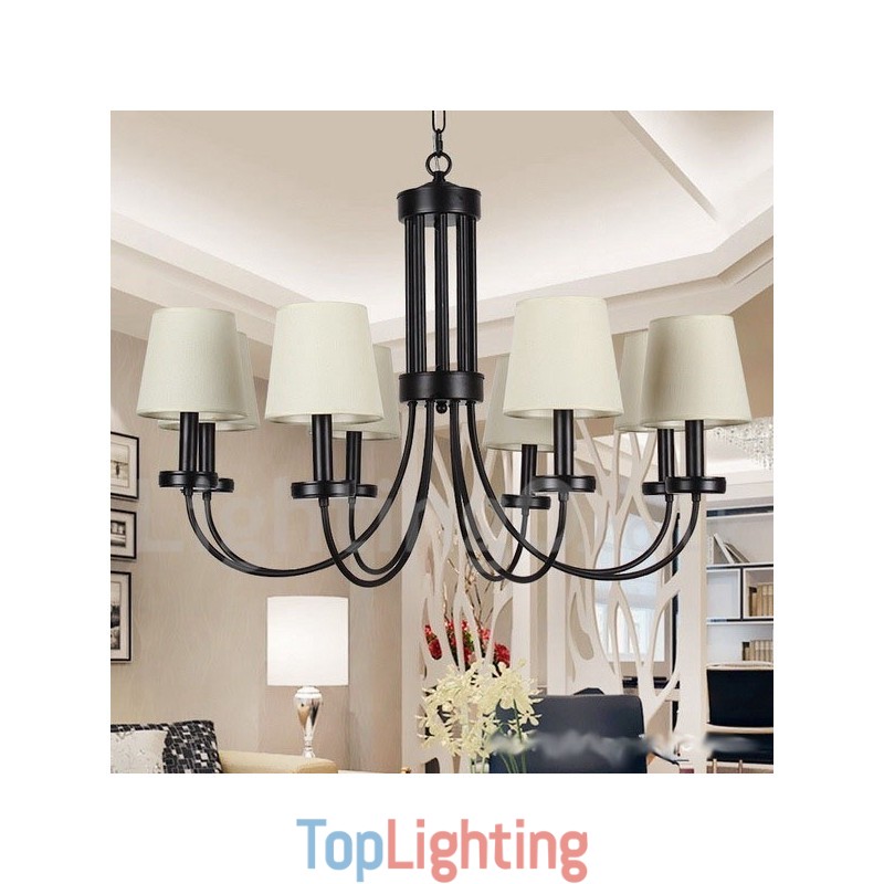 8 Light Retro Contemporary Black Candle Style Chandelier