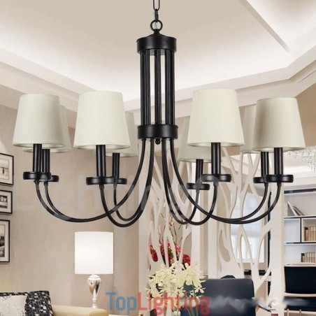 8 Light Retro Contemporary Black Candle Style Chandelier 8 Light Retro Contemporary Black Candle Style Chandelier