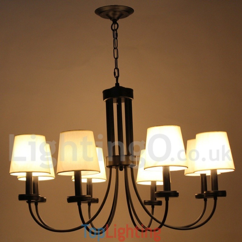 8 Light Retro Contemporary Black Candle Style Chandelier