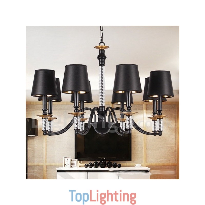 8 Light Black Retro Candle Style Chandelier