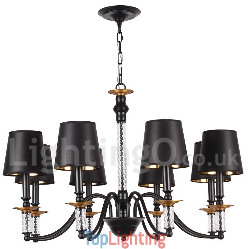 8 Light Black Retro Candle Style Chandelier