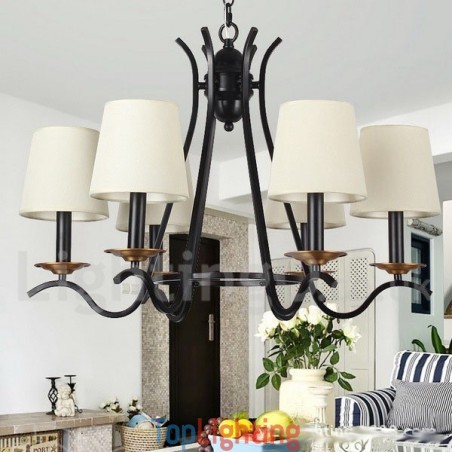 6 Light Black Retro Contemporary Candle Style Chandelier 6 Light Black Retro Contemporary Candle Style Chandelier