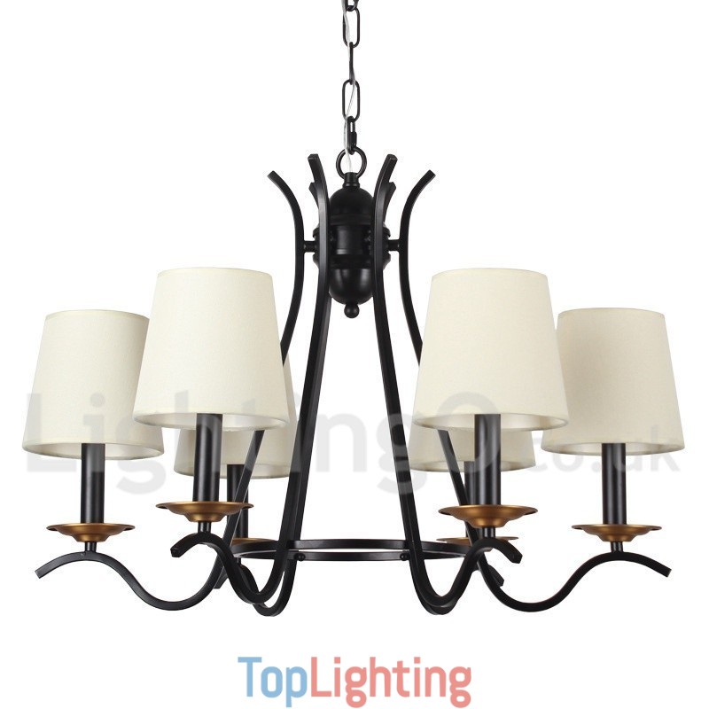 6 Light Black Retro Contemporary Candle Style Chandelier