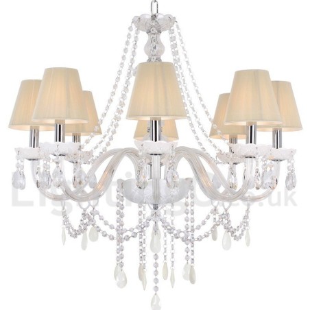 8 Light White K9 Crystal Candle Style Chandelier 8 Light White K9 Crystal Candle Style Chandelier