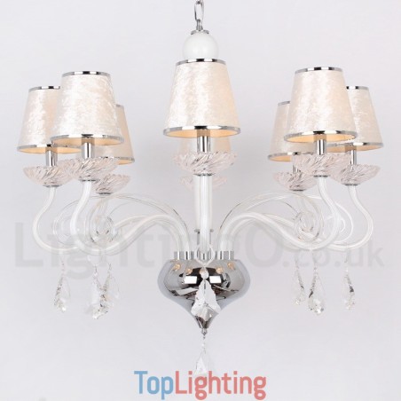 8 Light White Contemporary K9 Crystal Candle Style Chandelier 8 Light White Contemporary K9 Crystal Candle Style Chandelier