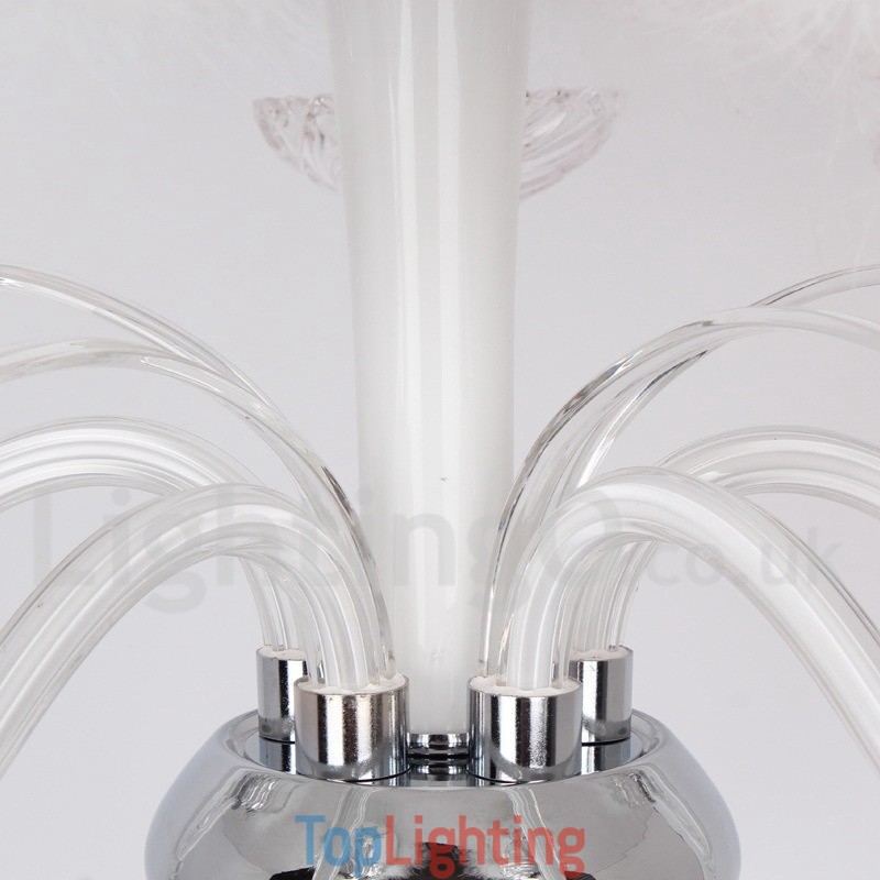 6 Light White Contemporary K9 Crystal Candle Style Chandelier