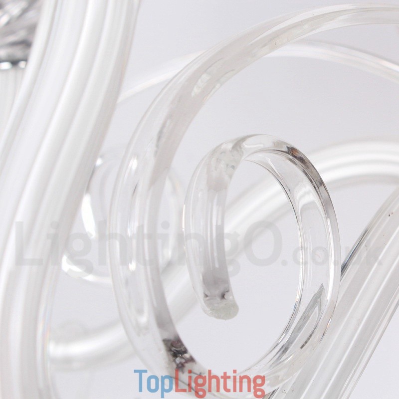 6 Light White Contemporary K9 Crystal Candle Style Chandelier