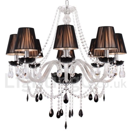 8 Light Contemporary Black Brushed K9 Crystal Candle Style Chandelier 8 Light Contemporary Black Brushed K9 Crystal Candle Style Chandelier